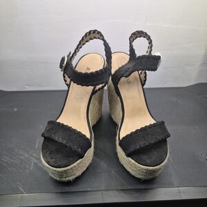 JustFab Black Wedge Sandals‎